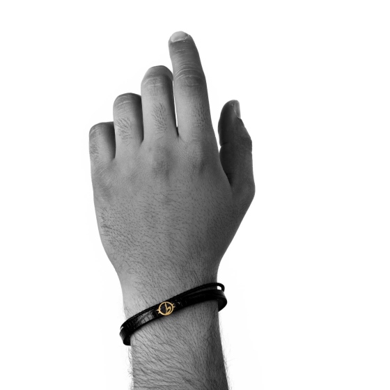 دستبند مردانه طلا چرم حرف ط