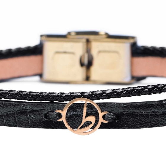 دستبند مردانه طلا چرم حرف ط