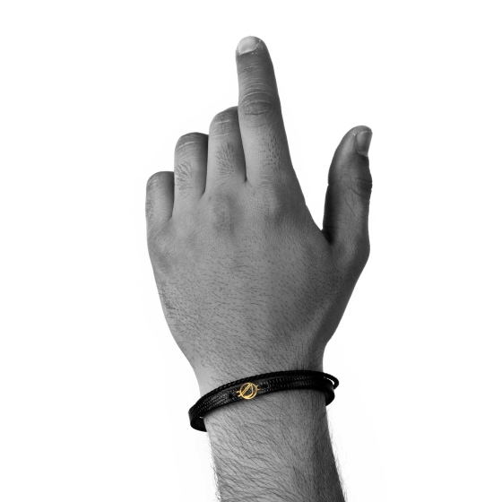 دستبند مردانه طلا چرم حرف گ