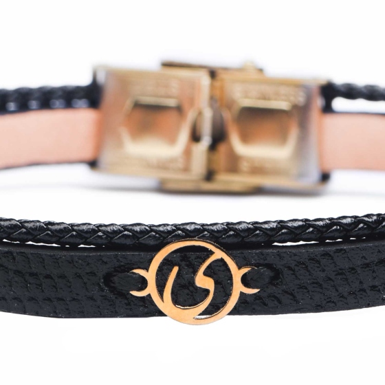 دستبند مردانه طلا چرم حرف ی