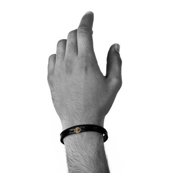 دستبند مردانه طلا چرم حرف F