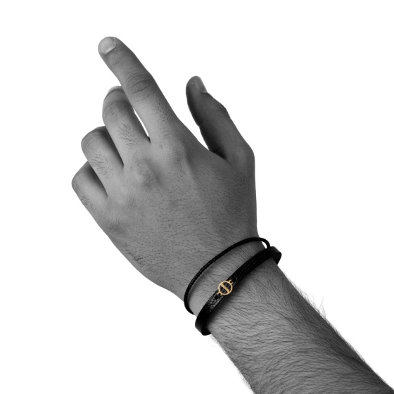 دستبند مردانه طلا چرم حرف J
