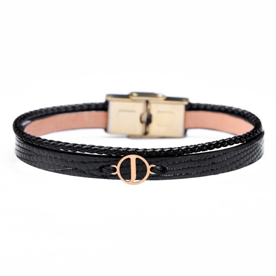 دستبند مردانه طلا چرم حرف J