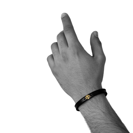 دستبند مردانه طلا چرم حرف T