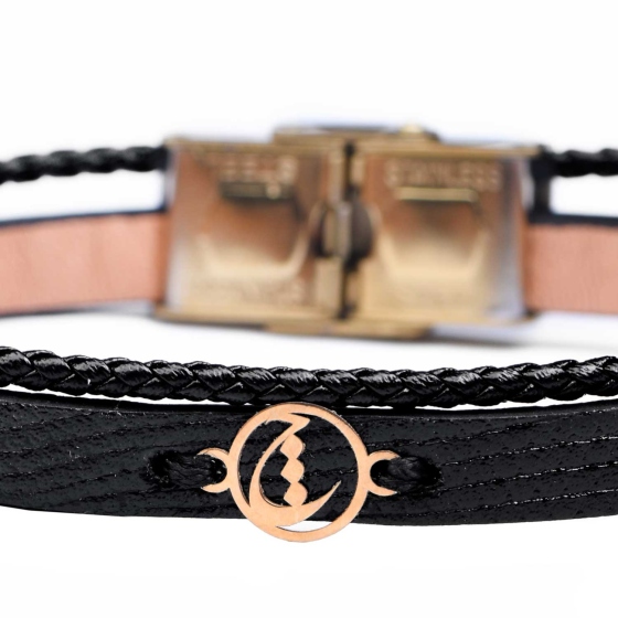دستبند مردانه طلا چرم حرف چ