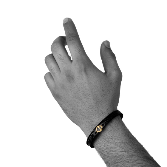 دستبند مردانه طلا چرم حرف ز