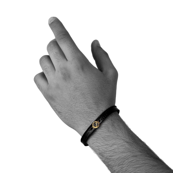 دستبند مردانه طلا چرم حرف ص