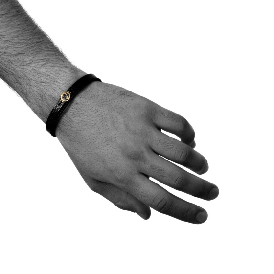 دستبند مردانه طلا چرم حرف غ