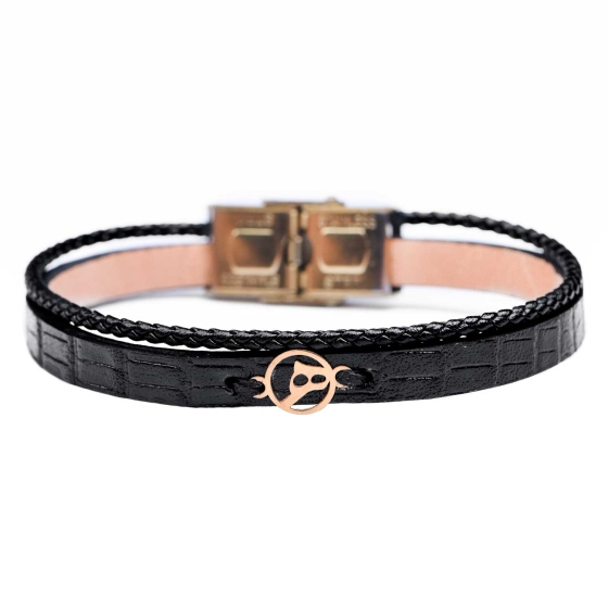 دستبند مردانه طلا چرم حرف ه