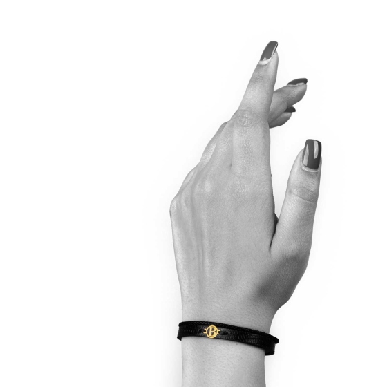 دستبند زنانه طلا چرم حرف B