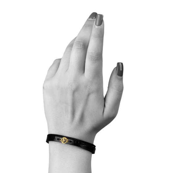 دستبند زنانه طلا چرم حرف F