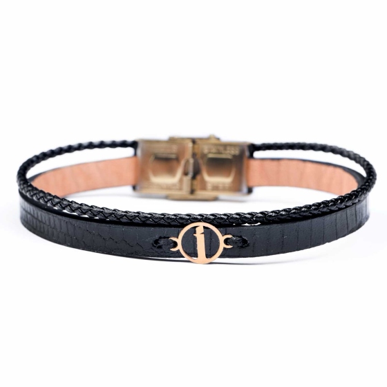 دستبند زنانه طلا چرم حرف I