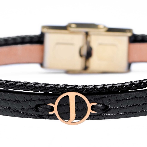 دستبند زنانه طلا چرم حرف J