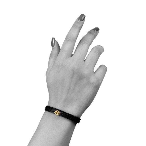 دستبند زنانه طلا چرم حرف N