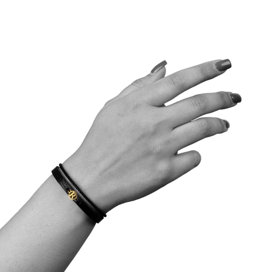 دستبند زنانه طلا چرم حرف R