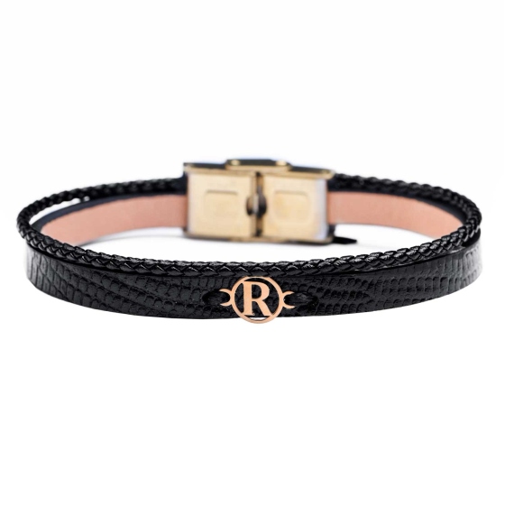 دستبند زنانه طلا چرم حرف R