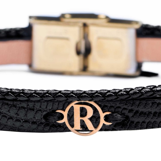 دستبند زنانه طلا چرم حرف R
