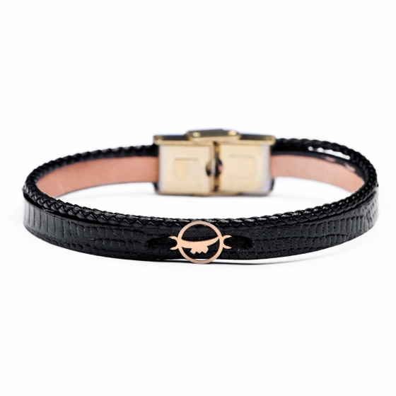 دستبند زنانه طلا چرم حرف پ