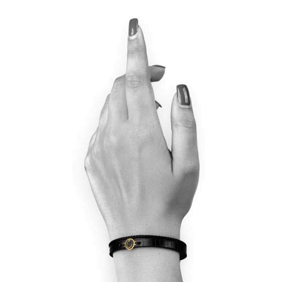 دستبند زنانه طلا چرم حرف ح