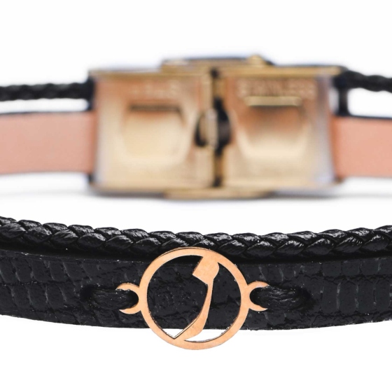 دستبند زنانه طلا چرم حرف ز