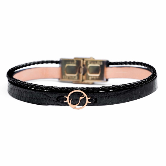 دستبند زنانه طلا چرم حرف ص