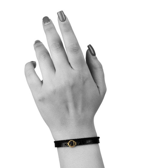 دستبند زنانه طلا چرم حرف ل