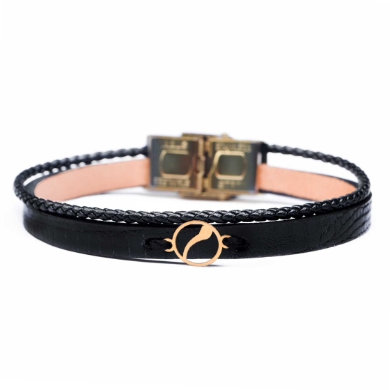 دستبند زنانه طلا چرم حرف م