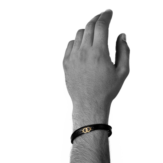 دستبند مردانه طلا طرح حلقه دوتایی