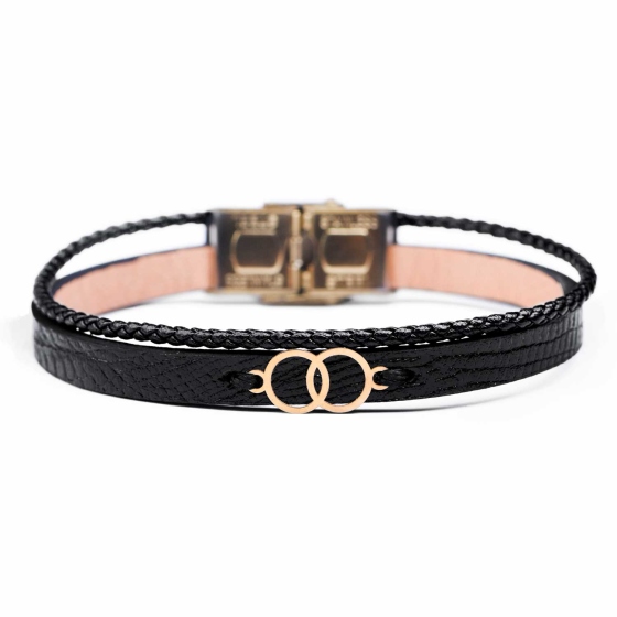 دستبند مردانه طلا طرح حلقه دوتایی