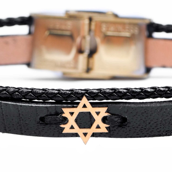 دستبند مردانه طلا طرح ستاره داوود