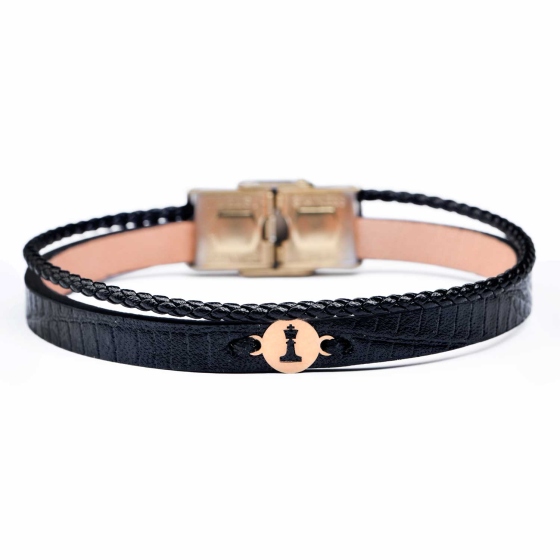 دستبند مردانه طلا طرح شاه شطرنج