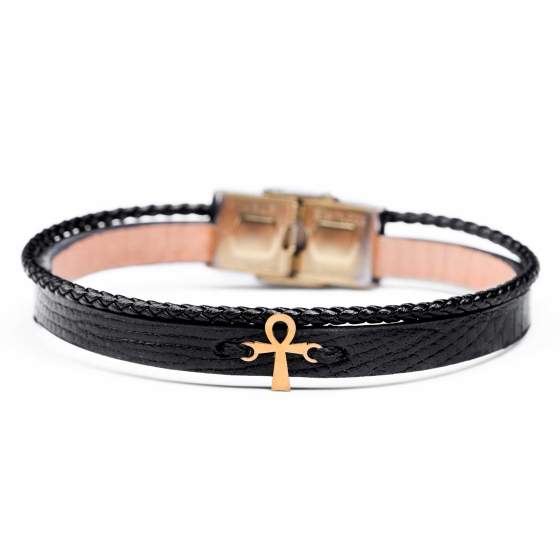 دستبند مردانه طلا طرح صلیب مصری