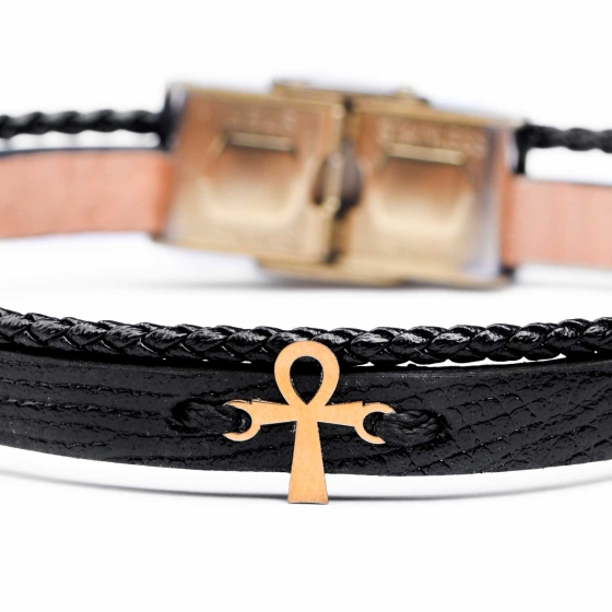 دستبند مردانه طلا طرح صلیب مصری