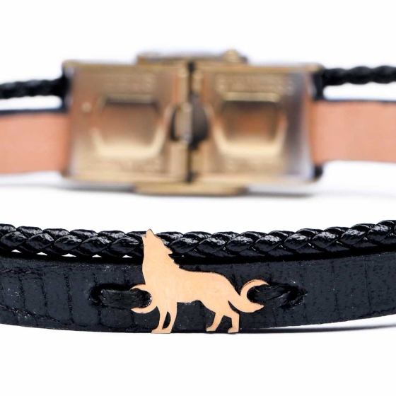 دستبند مردانه طلا طرح گرگ