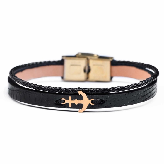 دستبند مردانه طلا طرح لنگر