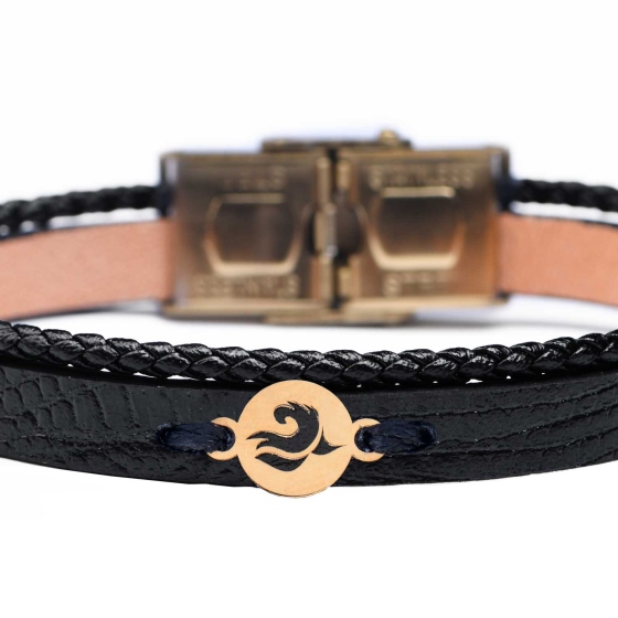 دستبند زنانه طلا چرم طرح موج