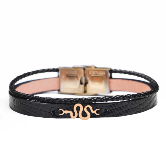 دستبند زنانه طلا چرم طرح مار