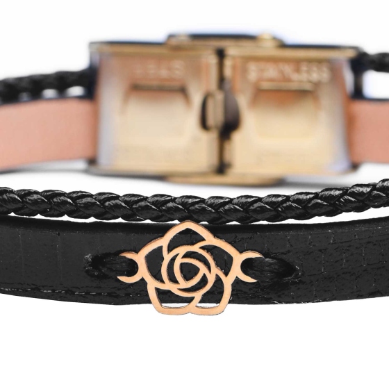 دستبند زنانه طلا طرح رز