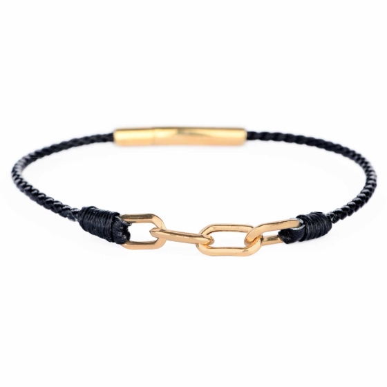 دستبند چرم طلا مردانه طرح هرمس سایز 1