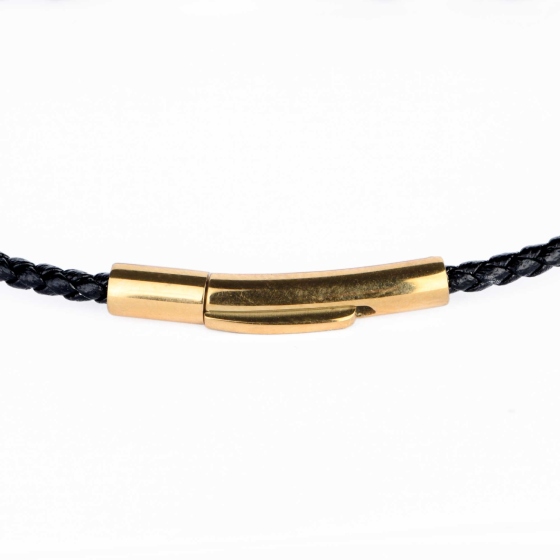 دستبند چرم طلا مردانه طرح مستطیل کوچک