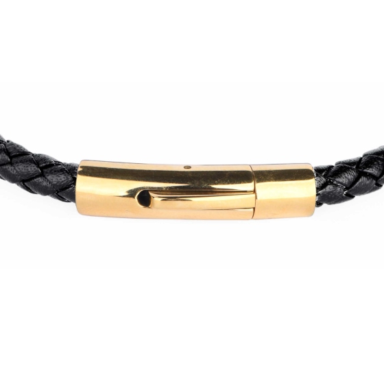 دستبند چرم طلا مردانه طرح دایره بزرگ