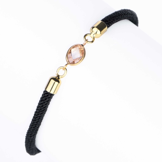 دستبند چرم طلا زنانه طرح مارکو نگین بژ