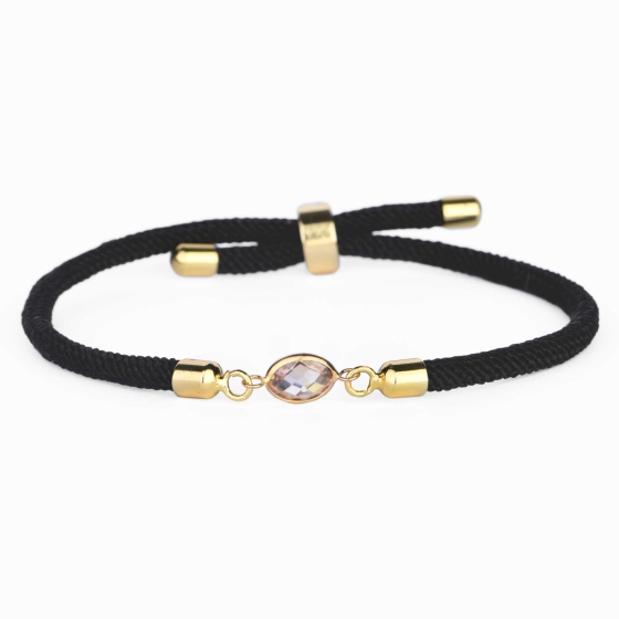 دستبند چرم طلا زنانه طرح مارکو نگین بژ