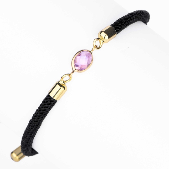 دستبند چرم طلا زنانه طرح مارکو نگین یاسی