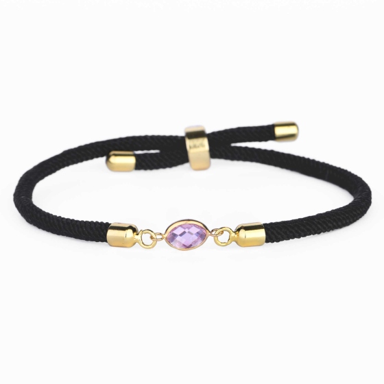 دستبند چرم طلا زنانه طرح مارکو نگین یاسی