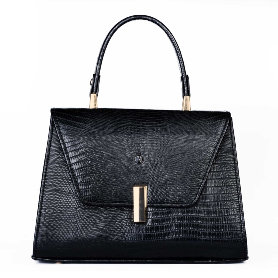 کیف دستی زنانه مدل روسا بزرگ چرم لیزارد مشکی