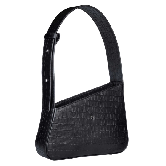 کیف دوشی زنانه طرح شیبا چرم مشکی کروکودیل