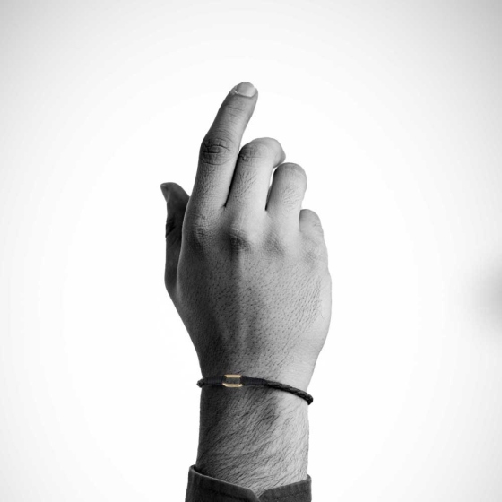 دستبند چرم طلا مردانه طرح هرمس تک حلقه سایز 1