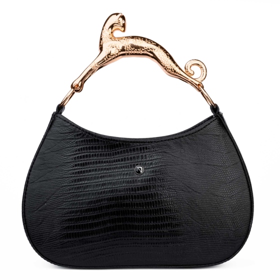 کیف دستی زنانه لانوین دسته جگوار مشکی لیزارد