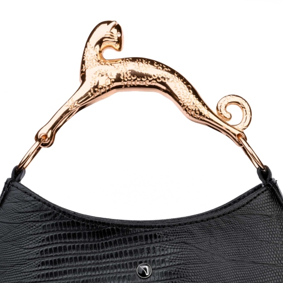 کیف دستی زنانه لانوین دسته جگوار مشکی لیزارد